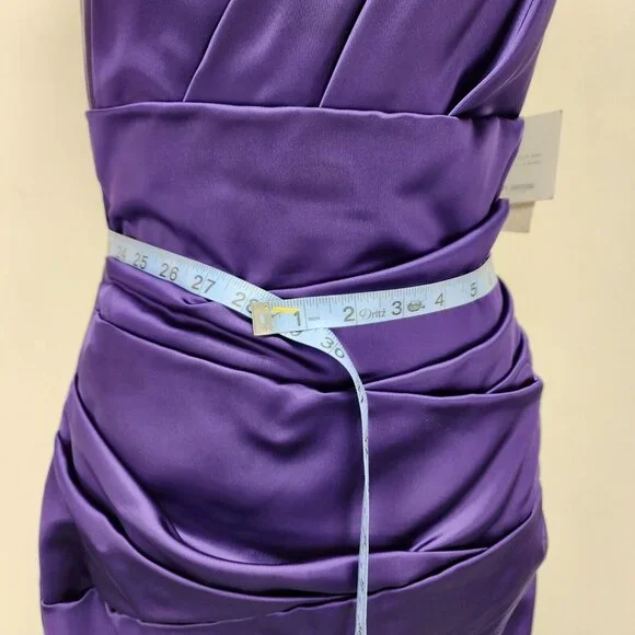 David's Bridal Dress Size 2 Women’s Purple One-Shoulder Stretch Satin New - Picture 12 of 14